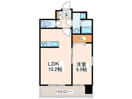 クロノス43水前寺(1LDK/8階)の間取り写真