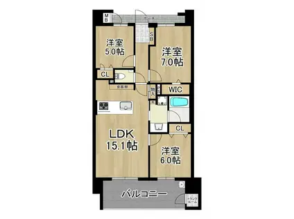 エイルマンション新宮(3LDK/5階)の間取り写真