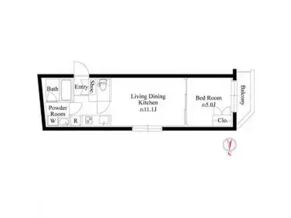 グランパセオ代々木上原II(1LDK/2階)の間取り写真