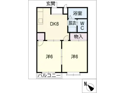 エルディム新栄B(2DK/1階)の間取り写真