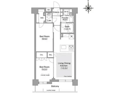 コンフォリア・リヴ文京護国寺(2LDK/1階)の間取り写真