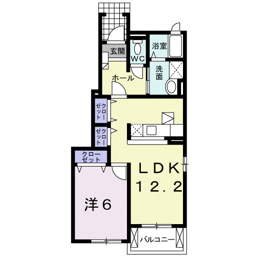 サニータウン曽根B棟(1LDK/1階)の間取り写真