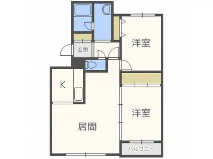 カーザグロリア(2LDK/2階)の間取り写真