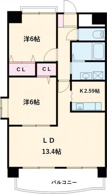 アーバンヒルズ(2LDK/6階)の間取り写真