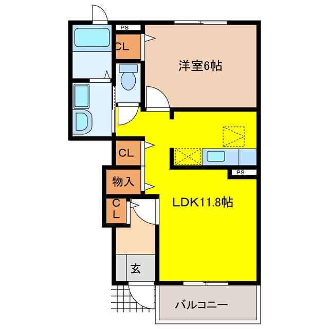 ＪＲ東海道本線 垂井駅 徒歩12分 2階建 築20年(1LDK/1階)の間取り写真