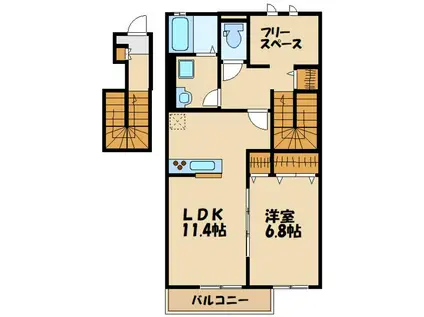 CLAIR YUZU(1SLDK/2階)の間取り写真