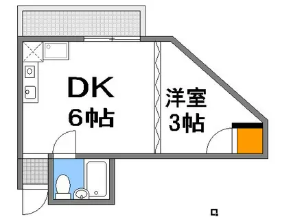 PASES鷹野橋(1DK/5階)の間取り写真