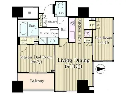 パークタワー芝公園(2LDK/16階)の間取り写真