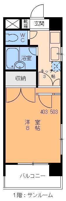 サンタルシア(1K/5階)の間取り写真