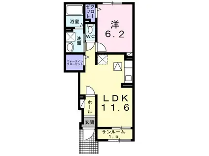 パルテ-ルB(1LDK/1階)の間取り写真