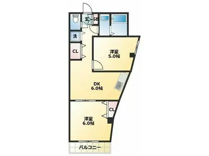 ファーストレジデンス(2DK/4階)の間取り写真