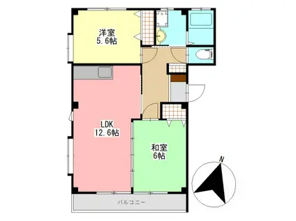 コーポアルカス(2LDK/2階)の間取り写真