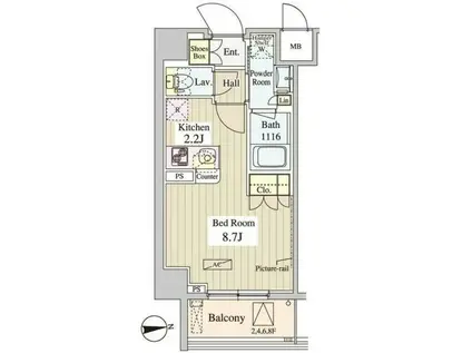 WASEDA APARTMENT (1K/7階)の間取り写真