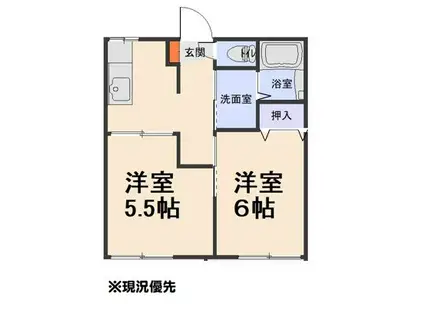 リゾートハイツ鹿子(2DK/1階)の間取り写真