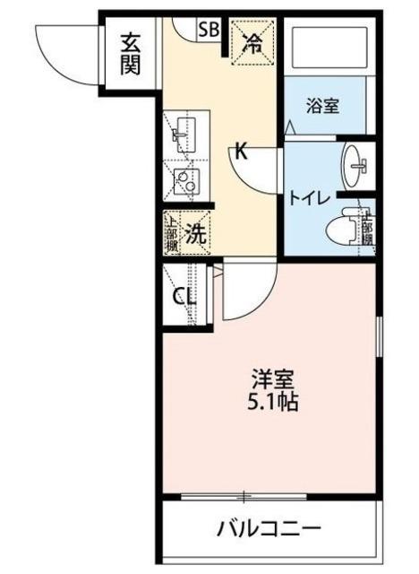 エクセラン中浦和(1K/1階)の間取り写真