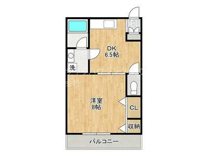 ヴィラホーライB(1DK/2階)の間取り写真