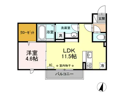 豊橋鉄道東田本線 運動公園前駅(愛知) 徒歩22分 3階建 築8年(1LDK/3階)の間取り写真