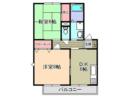 ロイヤルアネックスII(2DK/2階)の間取り写真