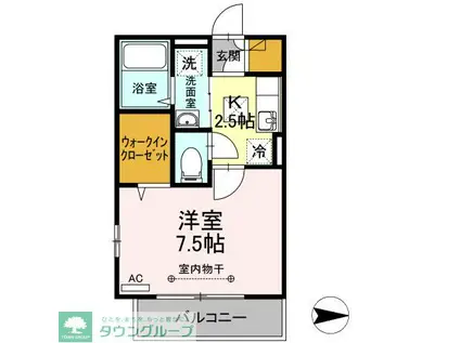 カーサドルチェ(1K/1階)の間取り写真