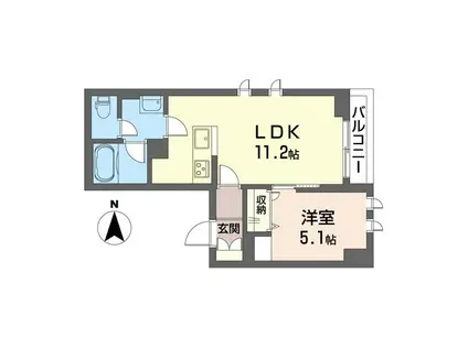 グランドヒルズ城山(1LDK/2階)の間取り写真