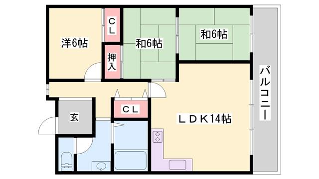 ハイツA&G(2LDK/5階)の間取り写真