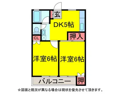 Tフィオーレ5(2DK/1階)の間取り写真