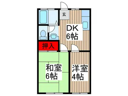 水野コーポ(2DK/2階)の間取り写真