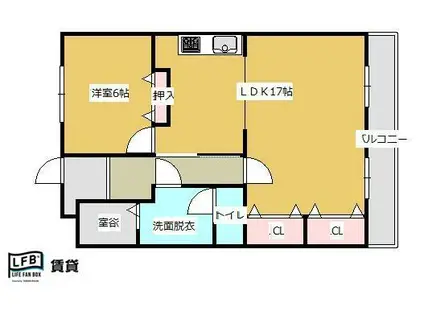 くさみ一木ビル(1LDK/7階)の間取り写真