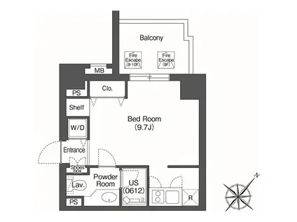 ユーレジデンス高輪台(ワンルーム/6階)の間取り写真