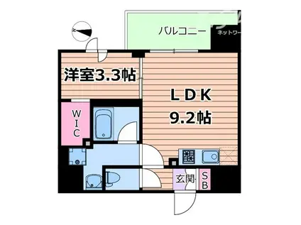 シーズンフラッツ中崎(1LDK/13階)の間取り写真