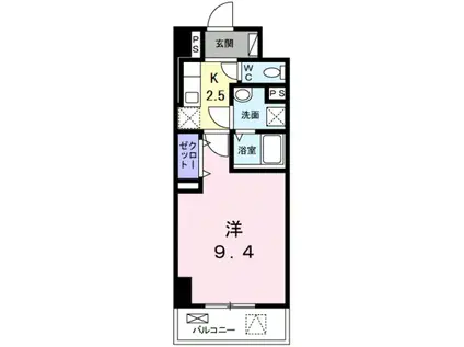 アルカディア8(1K/7階)の間取り写真