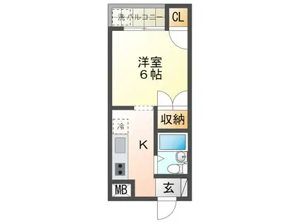 APARTMENTGRUS銭座(1K/1階)の間取り写真