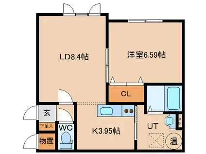 LINO GRACE(1LDK/2階)の間取り写真