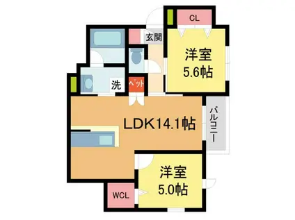西宮市松下町ヘーベルメゾン(2LDK/3階)の間取り写真