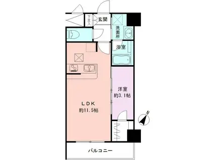 BUENA明石通(1LDK/1階)の間取り写真