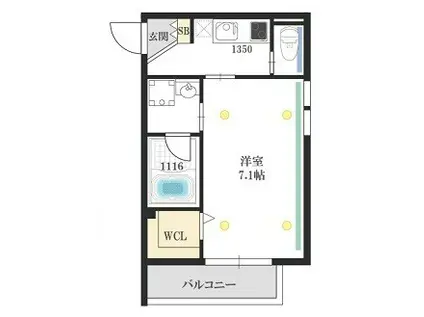 ステディ八戸ノ里(1K/2階)の間取り写真