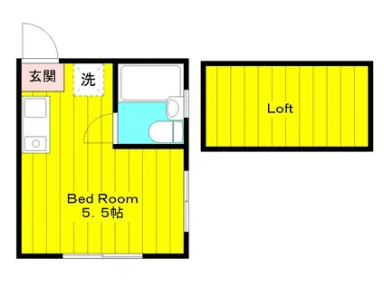 第2枡形ハイム(ワンルーム/1階)の間取り写真