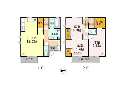 リブェールリョウ(3LDK/1階)の間取り写真