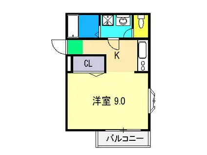 エトワール城見(1K/2階)の間取り写真