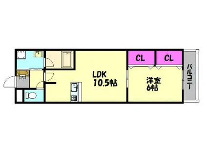 アンジェリーク府中(1LDK/2階)の間取り写真