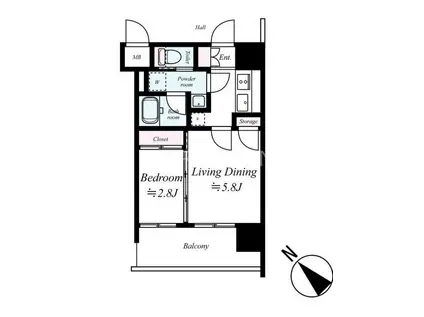 レジデンシャルヒルズデュオプレイス(2K/10階)の間取り写真