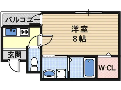 アッシュメゾン阿倍野(1K/2階)の間取り写真