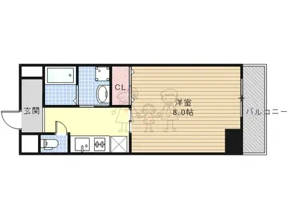 BLISS POINT阿倍野(1K/4階)の間取り写真