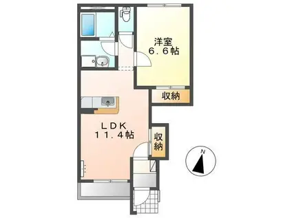 ベイテラスSH(1LDK/1階)の間取り写真