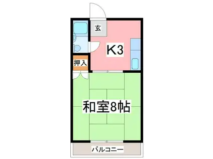 コーポラスはちや(1K/2階)の間取り写真