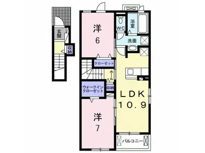 サンークレール A(2LDK/2階)の間取り写真