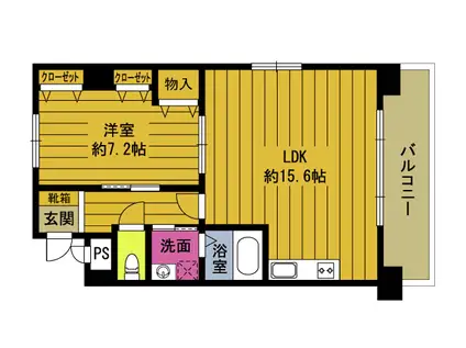 サザン・アヴェニュー金池(1LDK/4階)の間取り写真
