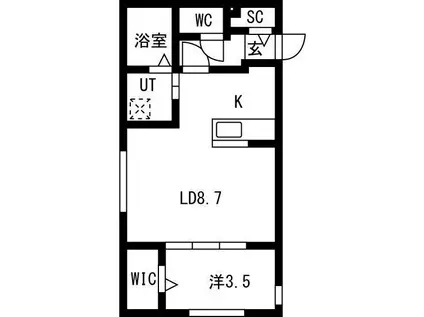 ヴィクトワール麻生(1LDK/3階)の間取り写真