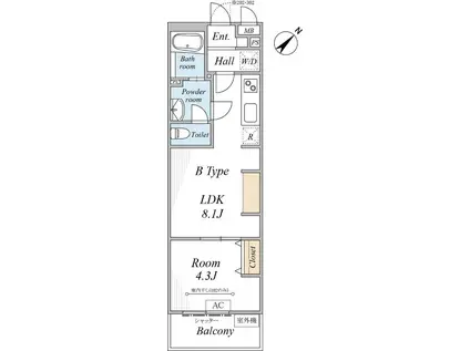 リブリ・小田急相模原(1LDK/2階)の間取り写真