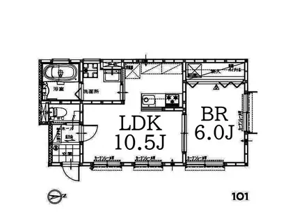サニーヒル白楽(1LDK/1階)の間取り写真